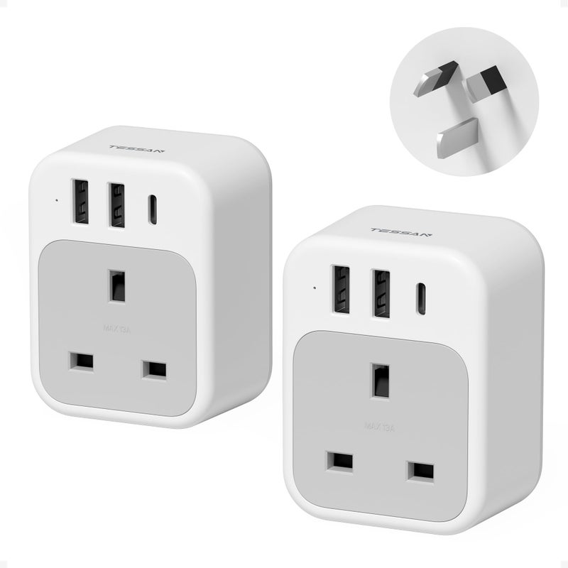 تيسان TESSAN UK to Australia Plug Adapter, Type I Australian Plug with USB C - Image 1