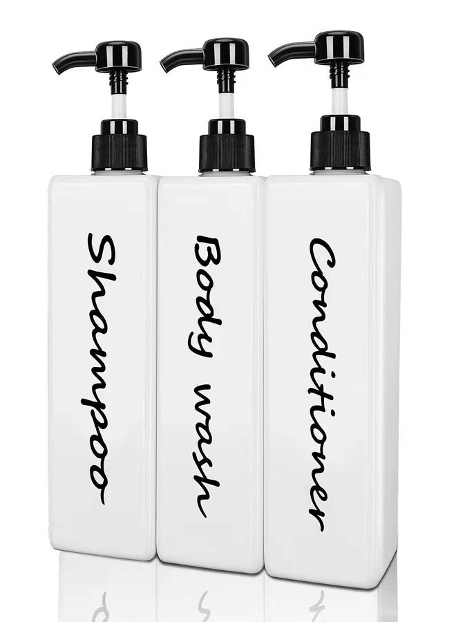 DIDROOM Shampoo and Conditioner Dispenser (Set of 3, 21oz) Modern Refillable Shampoo Pump Bottles for Shower Soap - Empty Body Wash Dispenser Set for Bathroom - Image 1