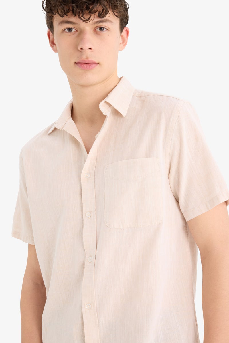 DeFacto Beige Man Regular Fit Polo Collar Cotton Shirt Casual - Image 1