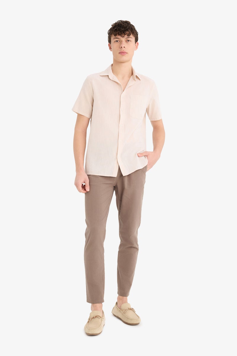 DeFacto Beige Man Regular Fit Polo Collar Cotton Shirt Casual - Image 2