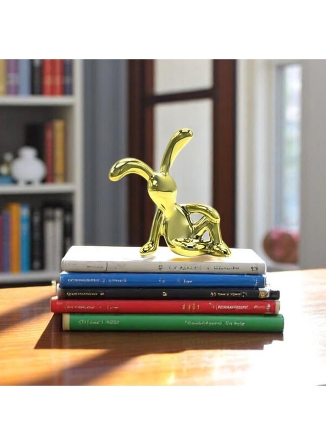 Decorative Rabbit Figurine Combo Gold Sitting Bunny and Silver Hanging Leg Bunny Car Dashboard Decor Automotive Interior Ornament Tabletop Shelf Edge Showpiece Home Office Desk Resin Metallic Finish Gift Item - Image 3