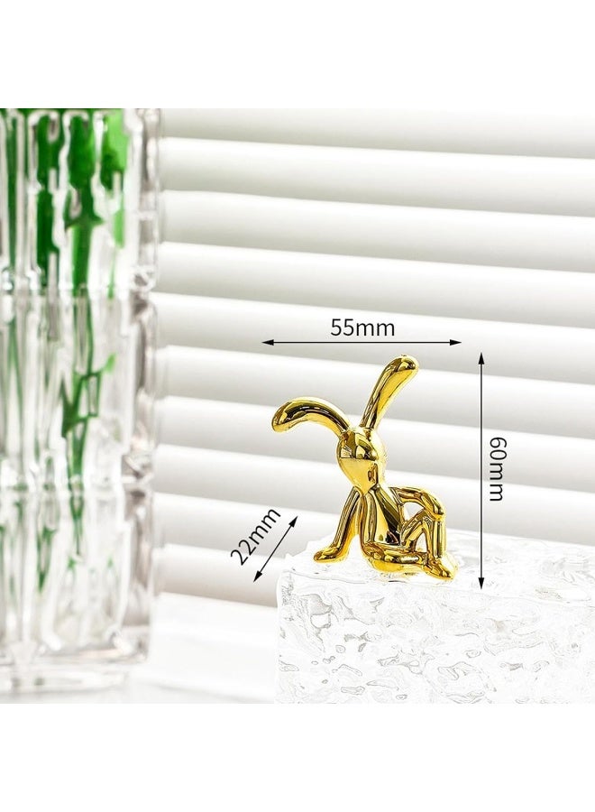 Decorative Rabbit Figurine Combo Gold Sitting Bunny and Silver Hanging Leg Bunny Car Dashboard Decor Automotive Interior Ornament Tabletop Shelf Edge Showpiece Home Office Desk Resin Metallic Finish Gift Item - Image 4
