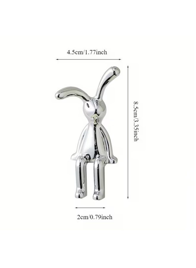 Decorative Rabbit Figurine Combo Gold Sitting Bunny and Silver Hanging Leg Bunny Car Dashboard Decor Automotive Interior Ornament Tabletop Shelf Edge Showpiece Home Office Desk Resin Metallic Finish Gift Item - Image 5