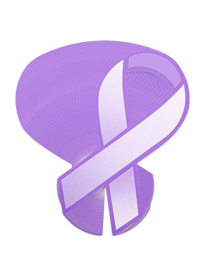 Fundraising For A Cause - Large Paper Purple Ribbon Cutouts Awareness Paper Ribbon Decorations Donation To Support Alzheimer’S Domestic Abuse Epilepsy & Other Causes (1 Pack 50 Ribbons) - Image 1