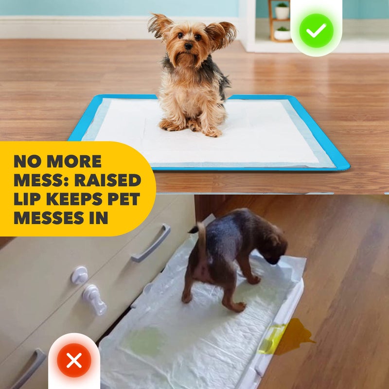Skywin TidyFriend Dog Pee Pad Holder Tray - Fits Up to 24â€ x 24â€ Pee Pad Holder for Dogs - Stable Grip, Raised Edges, Quick-Wipe Silicone Surface Dog Pad Holder for Indoor Flooring Protection (Dark Blue) - Image 4