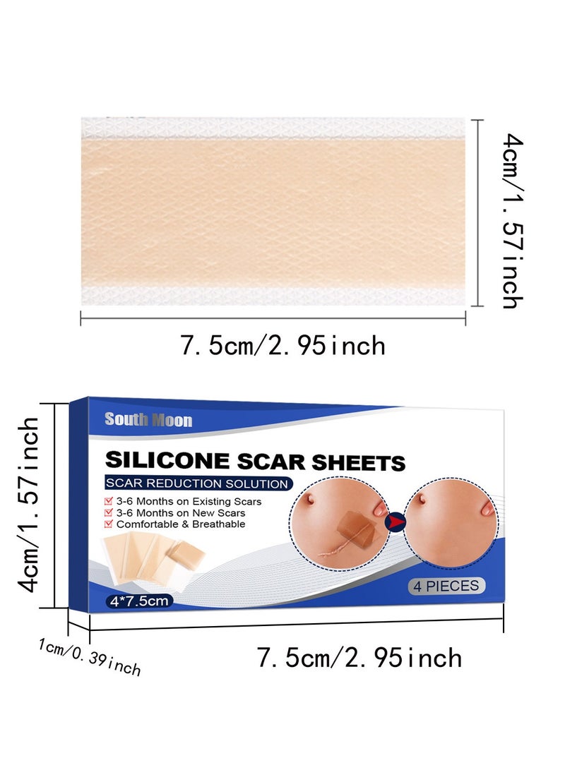 ساوث مون 8 قطع لاصقة سيليكون احترافية من السيليكون، لصقات سيليكون للندوب, شرائح سيليكون للتندب, لاصقة إزالة الندبات لإزالة الندبات علامات التمدد مقاومة للماء وفعالة وآمنة ومريحة ومسامية ومريحة للعناية بالندبات تدوم طويلاً، 15*4 سم، 7.5*4 سم - Image 3
