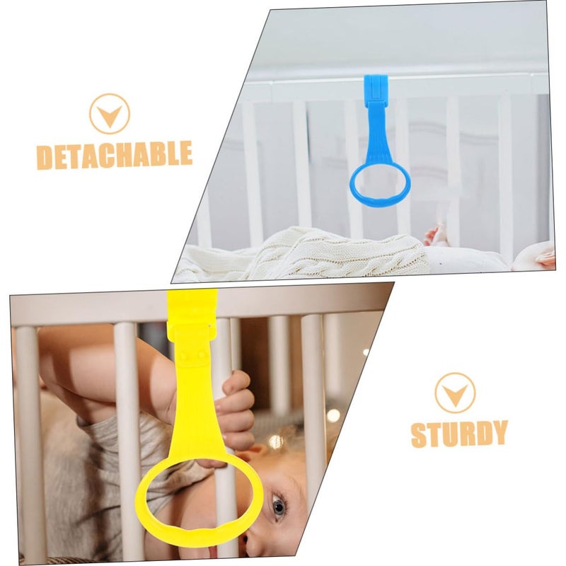 Assorted Color 2 Pack Playpen Pull Up Rings with Ergonomic Handles Bed Accessory - Image 4