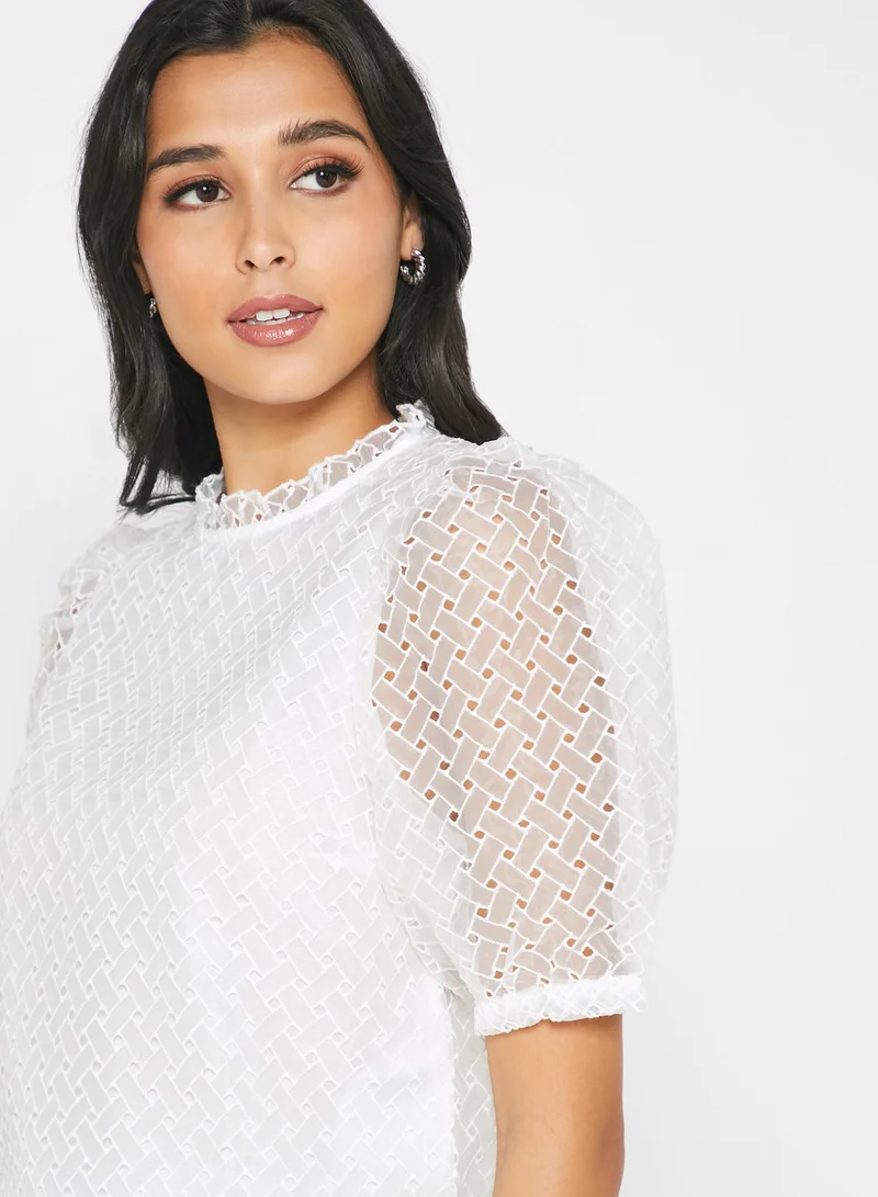 ONLY High Neck Puff Sleeve Lace Top