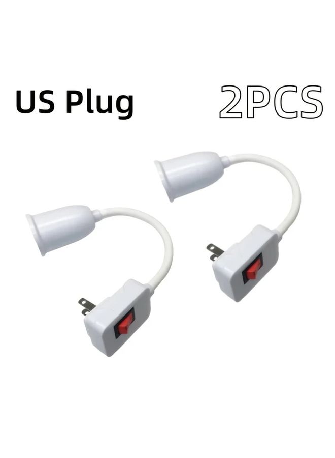 قطعتان من حامل مقبس إضاءة E27 مع مفتاح تشغيل/إطفاء وقابس أمريكي لمصابيح LED - Image 1
