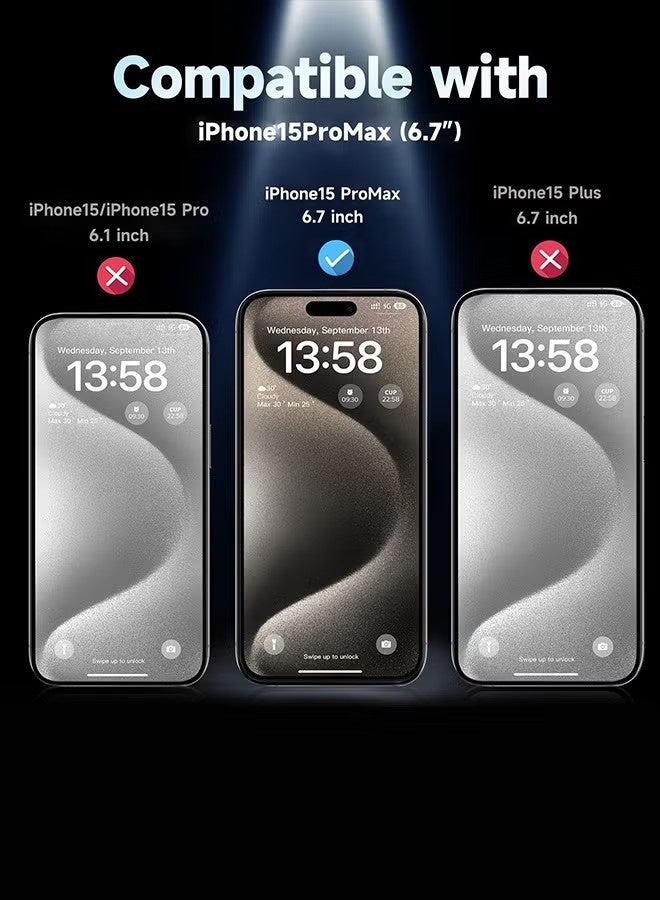 YJ [2-Pack] Screen protector Compatible with iPhone 15 Pro Max 5G Privacy Tempered Glass Screen Protector, Bubble Free, Anti-Glare, HD Full Coverage, Easy Installation, Scratch Resistant - Image 4