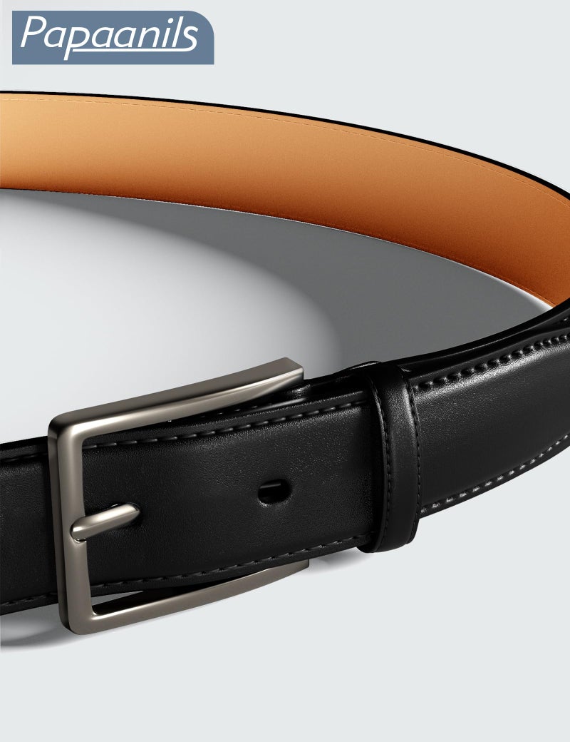 Papaanils Black Dress Belt for Men,Men's Belts Leather for Jeans,Casual Style for Golf or Office Working,Width1.38, Length40 - Image 4