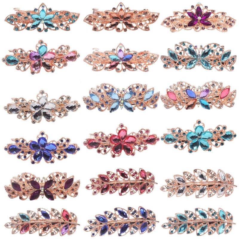 FZBNSRKO Elegant Hair Clips4 Pcs Rhinestones Metal Hair BarrettesSpring Hair BarrettesSparkly Metal Hair Clip Ponytail Holder Hair Accessories for Women GirlRandom 4 styles - Image 3