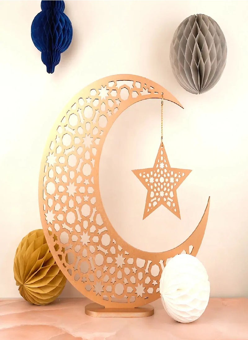 Peacock Supplies - Large Geometric Moon & Star - 2ft, for Occassions like Ramadan - Image 1
