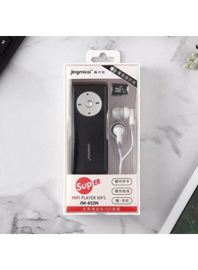 Crystal Rice Color Mp3 With External Sound Presents Memory Card Card MP3 Tide Language Students With External Sound Walkman-Body Color:Black-Memory Capacity:128MB - Image 1