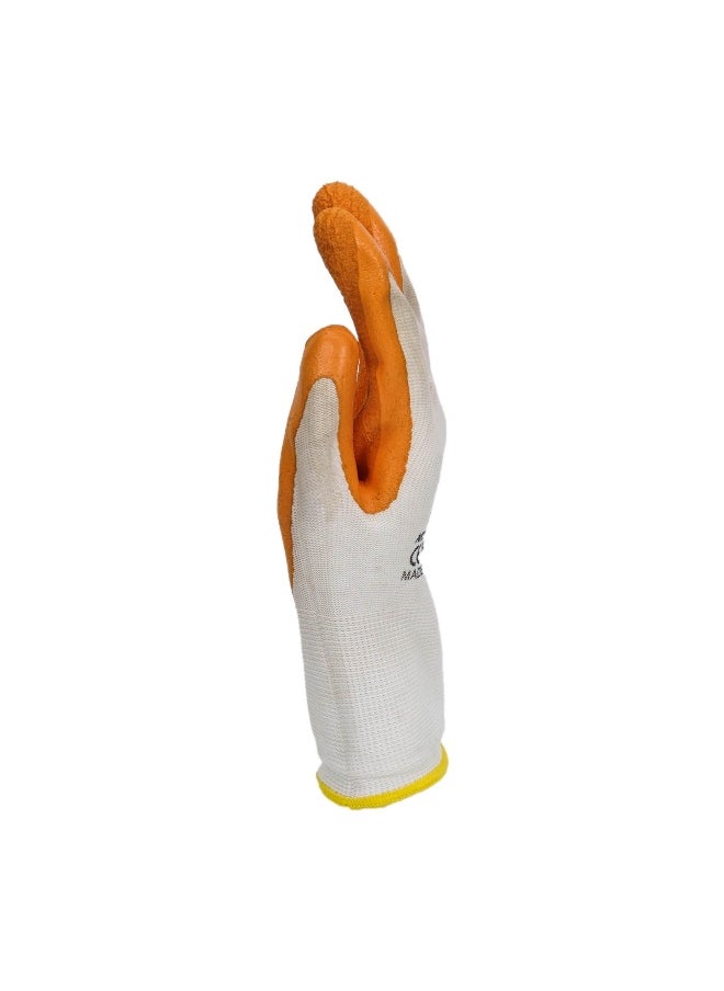 TAHA SAFETY L2401 Orange Latex Foam Safety Gloves | Comfortable White Polyester Base, High Grip for Industrial Use, Lightweight, Flexible, Snug Fit for Construction, Warehouse & General Hand Protection | 1 pair - pzsku/Z448BA4A82CB1C712BBA5Z/45/_/1733240129/5deed7cf-80b5-459a-b4a6-69613672e0d4