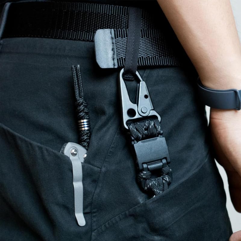EVALUEMART Metal Tactical Snap Hook 1 Inch with Ring | Heavy Duty Keychain Clip for Car Keys Paracord Bracelets Necklaces Molle Bags Lanyards Outdoor Camping Hiking Travel Accessories - Black - Image 5