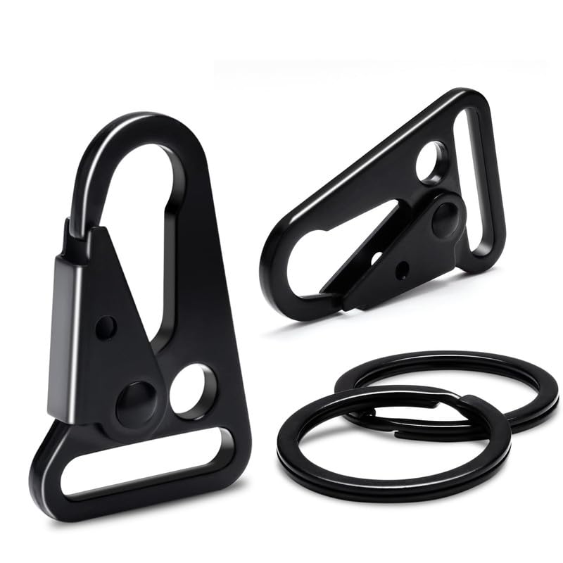 EVALUEMART Metal Tactical Snap Hook 1 Inch with Ring | Heavy Duty Keychain Clip for Car Keys Paracord Bracelets Necklaces Molle Bags Lanyards Outdoor Camping Hiking Travel Accessories - Black - Image 1