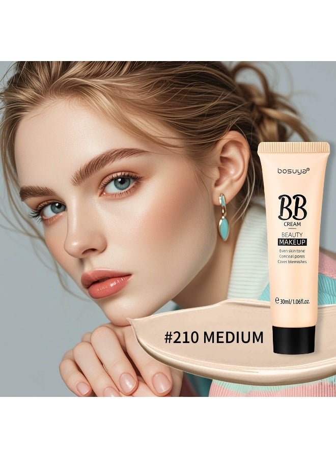 BOSUYA BB Cream, Moist the Skin BB Cream, Nourishing Lightweight Waterproof BB Cream, Natural Foundation, Full Coverage Matte Concealer 30ml，#210 MEDIUM - Image 2