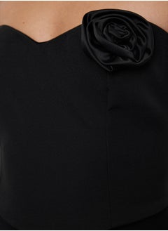 trendyol Black Crop Rose Detail Woven Bustier TPRAW25BS00007  - Image 4