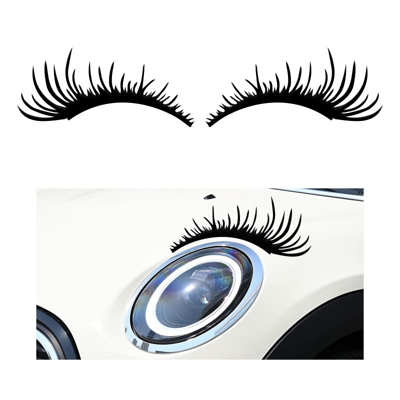 KVAEY 2 PCS Car Headlight Eyelash Stickers Cute Fake Eyelashes Decal for Bumper Auto Body Window Waterproof Reflective PET Charming Eyelash Sticker Funny Decor for Car SUV Truck Black - Image 3
