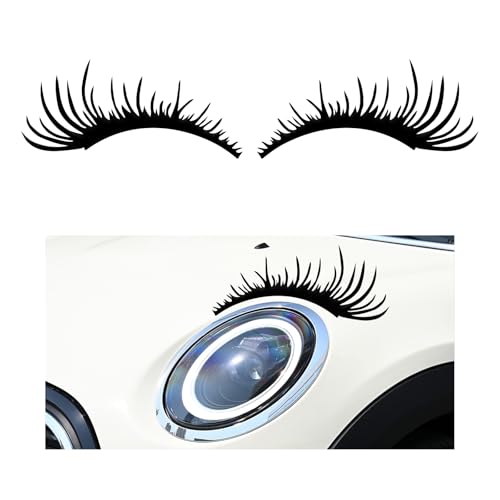 KVAEY 2 PCS Car Headlight Eyelash Stickers Cute Fake Eyelashes Decal for Bumper Auto Body Window Waterproof Reflective PET Charming Eyelash Sticker Funny Decor for Car SUV Truck Black - Image 1