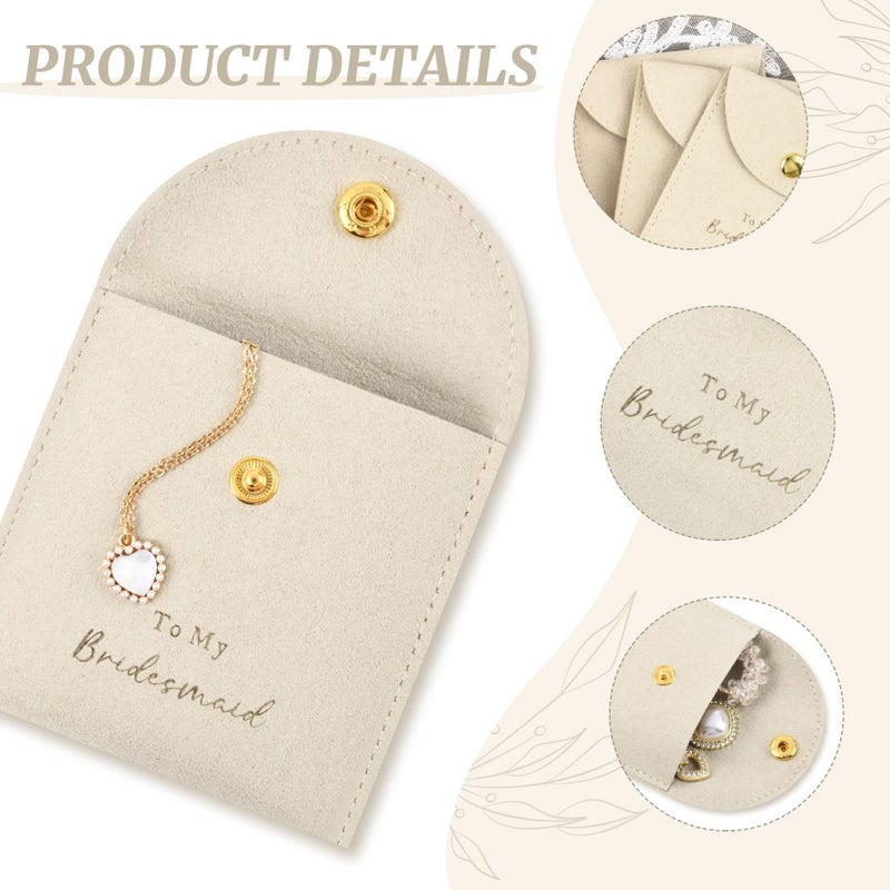 CEELGON Jewelry Bags Bridesmaid Gifts Set of 8 Velvet Small Jewelry Pouch with Button Bracelet Earring Necklace Packaging Bridesmaid Proposal Gift Bags Bridal Party Favors Gifts (Beige) - Image 2