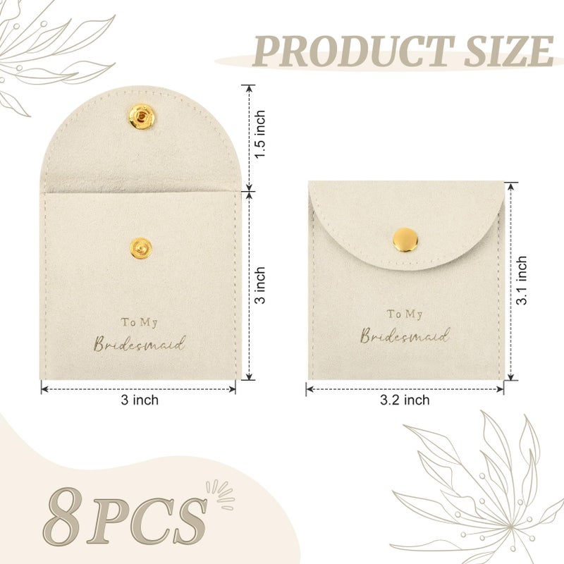CEELGON Jewelry Bags Bridesmaid Gifts Set of 8 Velvet Small Jewelry Pouch with Button Bracelet Earring Necklace Packaging Bridesmaid Proposal Gift Bags Bridal Party Favors Gifts (Beige) - Image 4