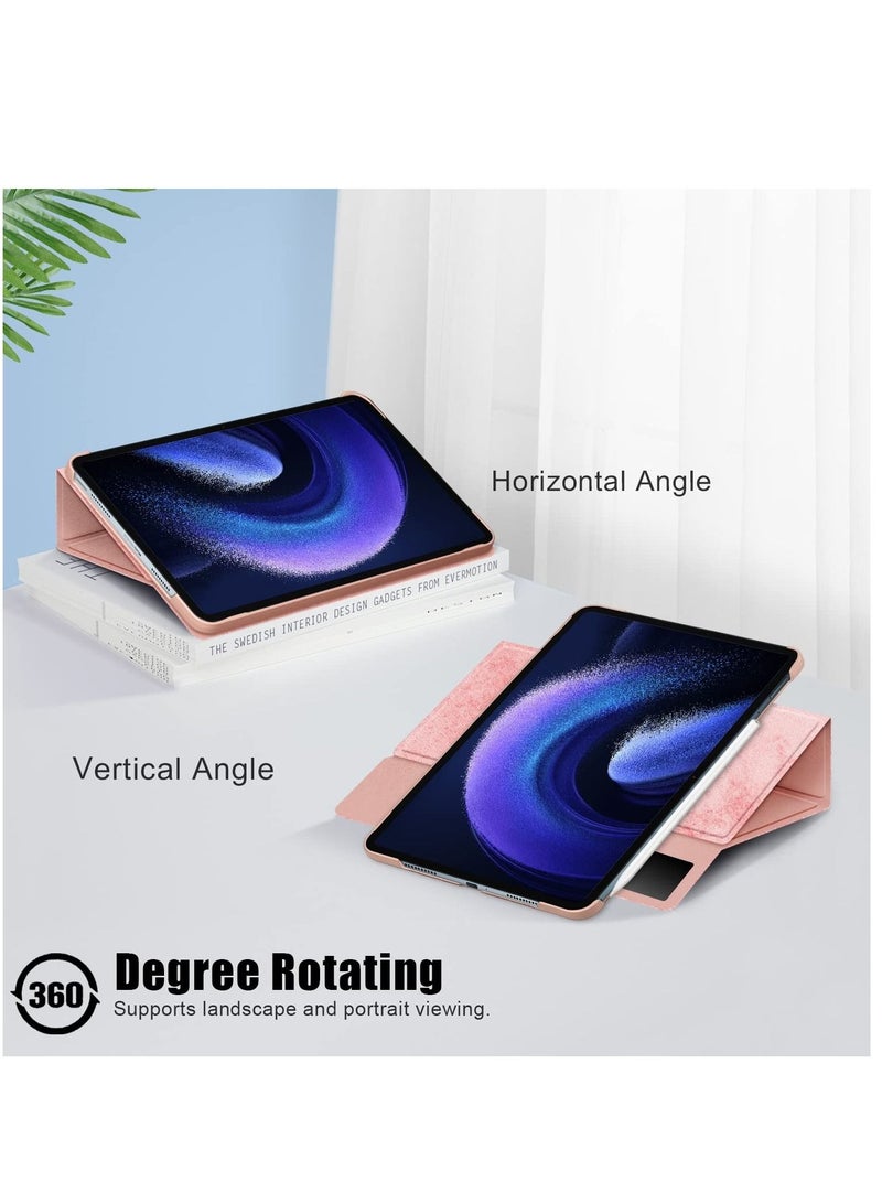 Tablet Accessories for Xiaomi Pad 6/6 Pro 360 Rotation Stand Smart Leather Tablet Case Pink - Image 5