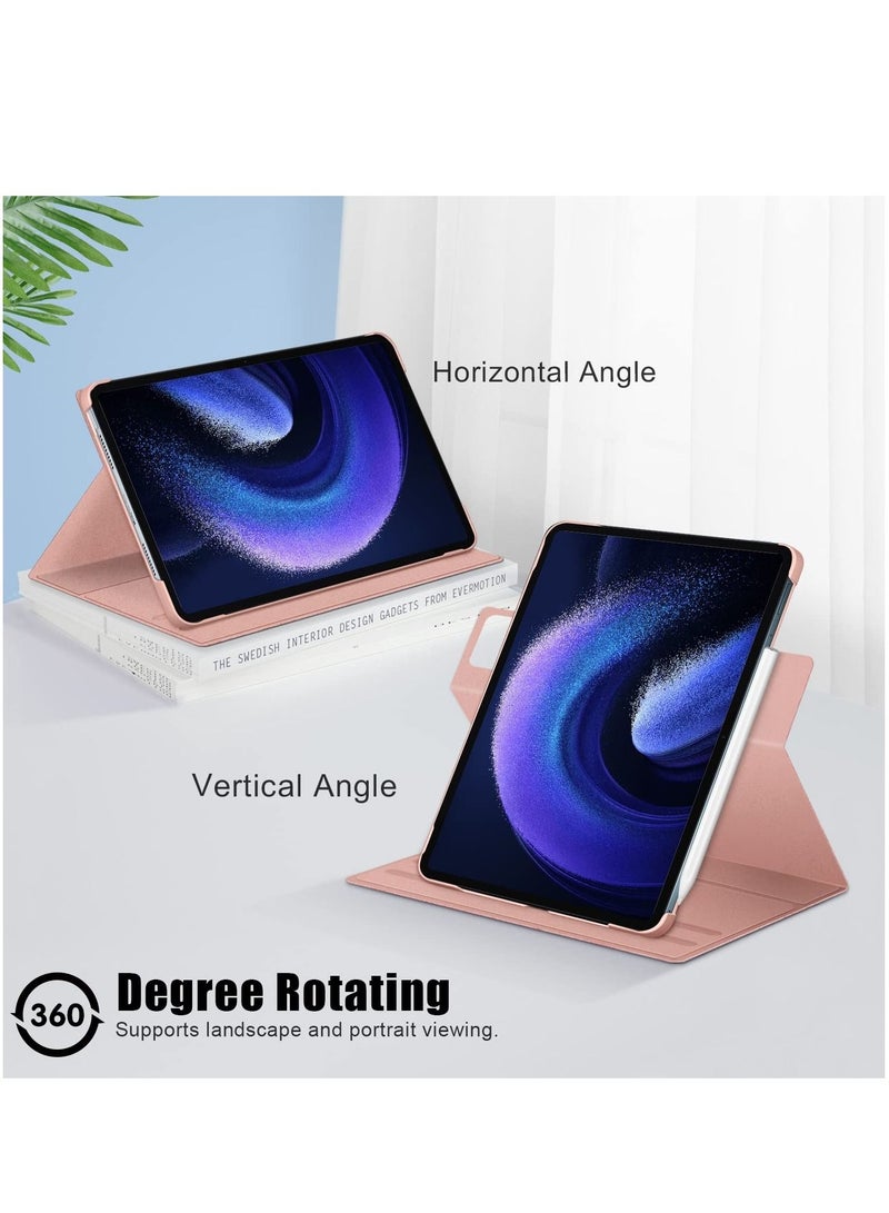 Tablet Accessories for Xiaomi Pad 6/6 Pro 360 Rotation Stand Smart Leather Tablet Case Pink - Image 4