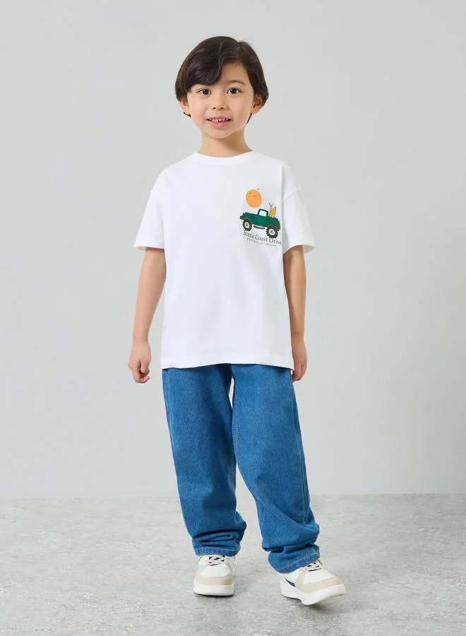 Styli Kids Graphic Print Oversized T-Shirt and Joggers Set