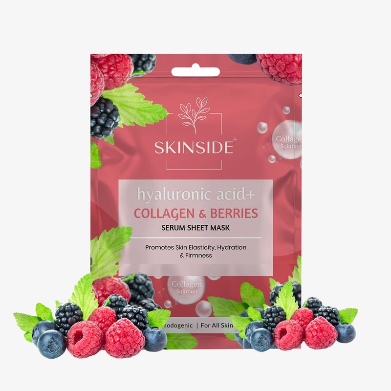 SkinSide Serum Sheet Mask for Glowing Skin with Hyaluronic Acid Face Mask Sheets Combo for Hydrating Tan Blackheads Removal Instant Brightening Pore Reduction Fairness Skin Tightening 3 Rice Matcha Tea Collagen Berries Retinol Niacinamide - Image 3