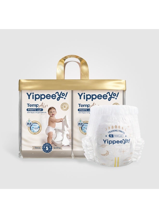 Yippeeyo TempAir Baby Pants | Size 5 for 12–17 kg | 4 packs x 7 pants (28 ct Total) | Ultra-Soft & Breathable | 12-Hour Dryness | Individually Wrapped - Image 1