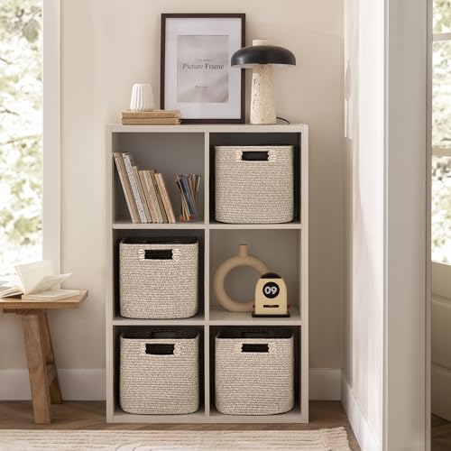 UBBCARE Storage Cubes 11 Inch, Cotton Rope Woven Baskets for Organizing, Cube Storage Bin for Baby Nursery, 4-Pack Square Toy Storage Baskets for Shleves Organizer, Closet, Kidsroom, All Browm - Image 3
