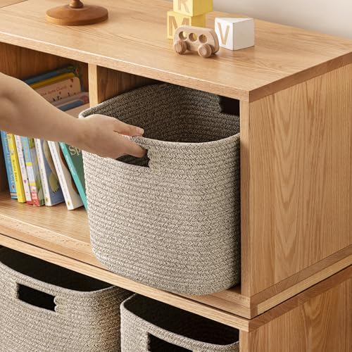 UBBCARE Storage Cubes 11 Inch, Cotton Rope Woven Baskets for Organizing, Cube Storage Bin for Baby Nursery, 4-Pack Square Toy Storage Baskets for Shleves Organizer, Closet, Kidsroom, All Browm - Image 5