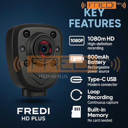 FREDI HD PLUS Non WiFi Body Cam | 1080P HD Hidden Camera | Wearable Pocket Body Worn Audio & Video Recorder | Loop Recording Camcorder for Indoor Outdoor Security Camera (MINI BODYWORN Camera) - Image 2