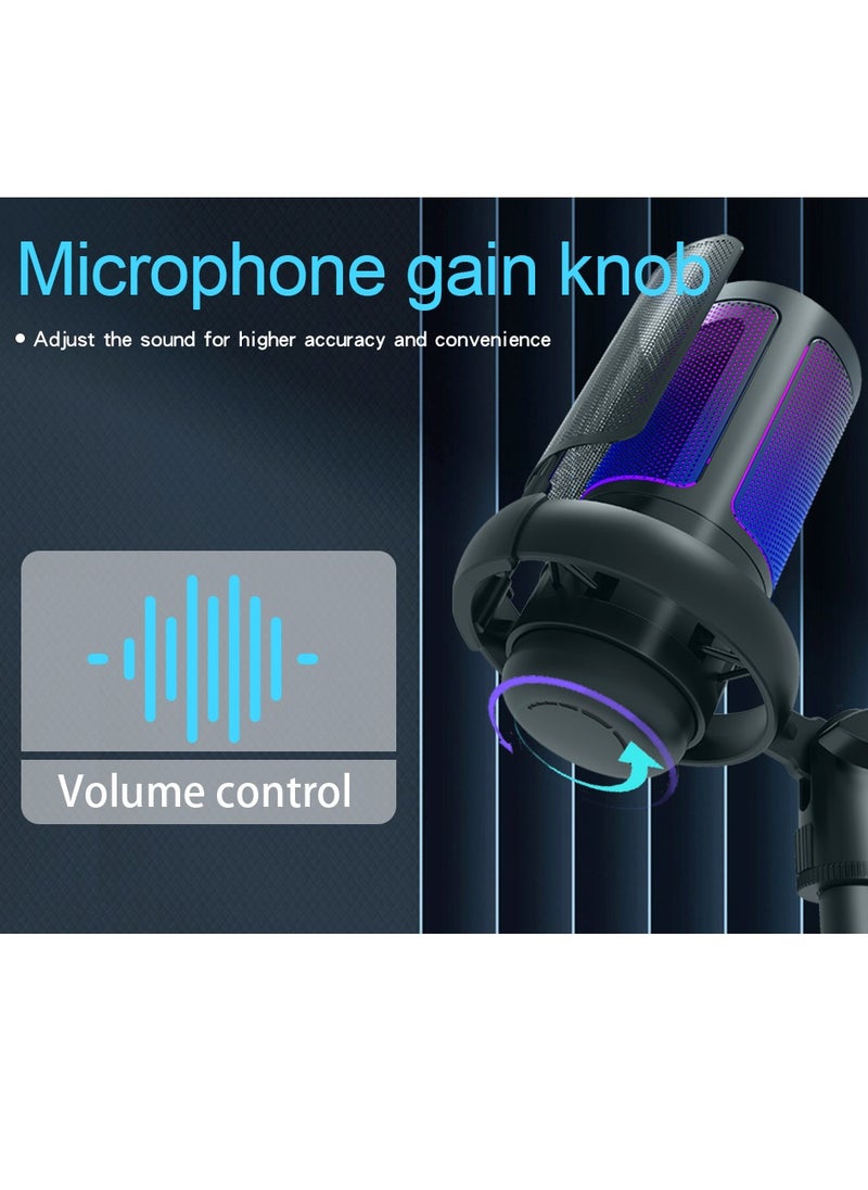 YU'S USB Condenser Gaming Microphone Kit ME6S for PC and PlayStation 4 5, Plug  Armand Play, 192kHZ Cardioid Pickup with Mute Button, Amplification Switch and for Broadcasting, YouTube, Twitch and Discord Video Recording  - Image 4