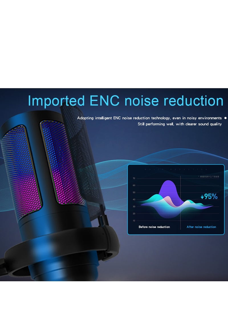YU'S USB Condenser Gaming Microphone Kit ME6S for PC and PlayStation 4 5, Plug  Armand Play, 192kHZ Cardioid Pickup with Mute Button, Amplification Switch and for Broadcasting, YouTube, Twitch and Discord Video Recording  - Image 5