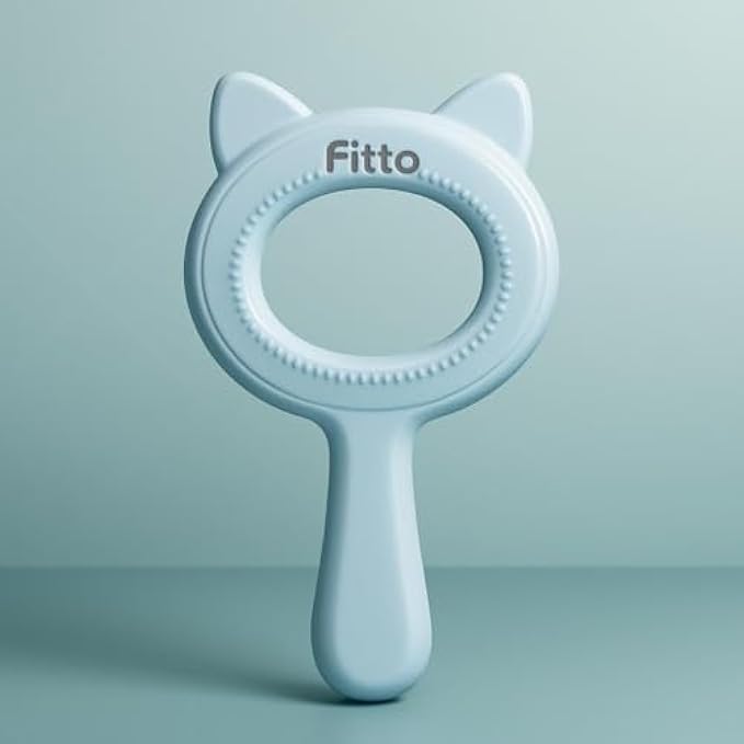 Fitto Pet Grooming Brush for Dogs and Cats, Blue 17x9 cm - Handheld Fur Brush for Shedding, Deshedding, Detangling and Massage - Image 1