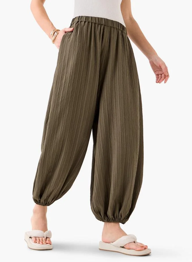 تواكستريمز 2Xtremz Relaxed Fit Mid-Rise Textured Cotton Harem Pants