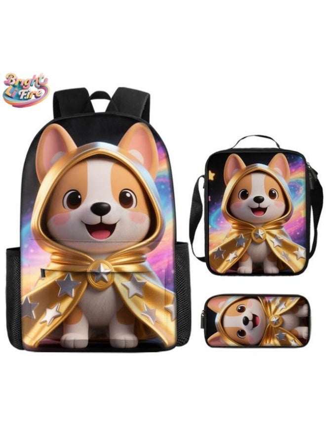 Bright Li Fire Unlock the new fashion of childish fun! Three-piece set of bags, cartoon elements for children and teenagers (students, children, friends' outings, mountain climbing, schooling, etc. can be used) - 29 - Image 1