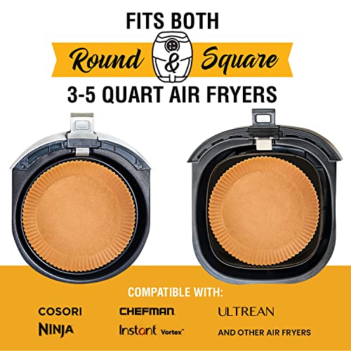 Baker's Signature 6.3” Small Round Air Fryer Liners, 2-4 qt Airfryer Paper Liners, 125Pcs Disposable parchment paper for air fryer – Non-Stick and Oil Proof for Easy Cleanup by Baker's Signature - Image 2