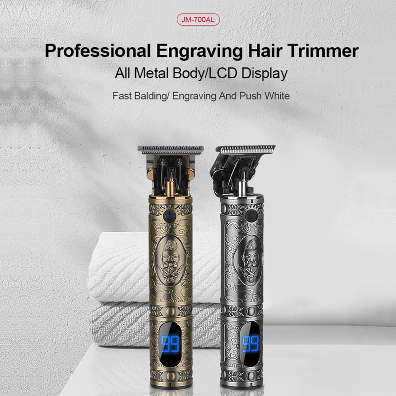 JM-700AL Electric Hair Trimmer LCD Display Engraving All Metal Body  Trimmer USB 1500mAh Rechargeable Men Hair Trimmer - Image 2