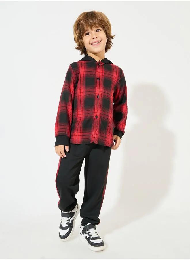 Styli Checked Hooded Shirt & Joggers Set