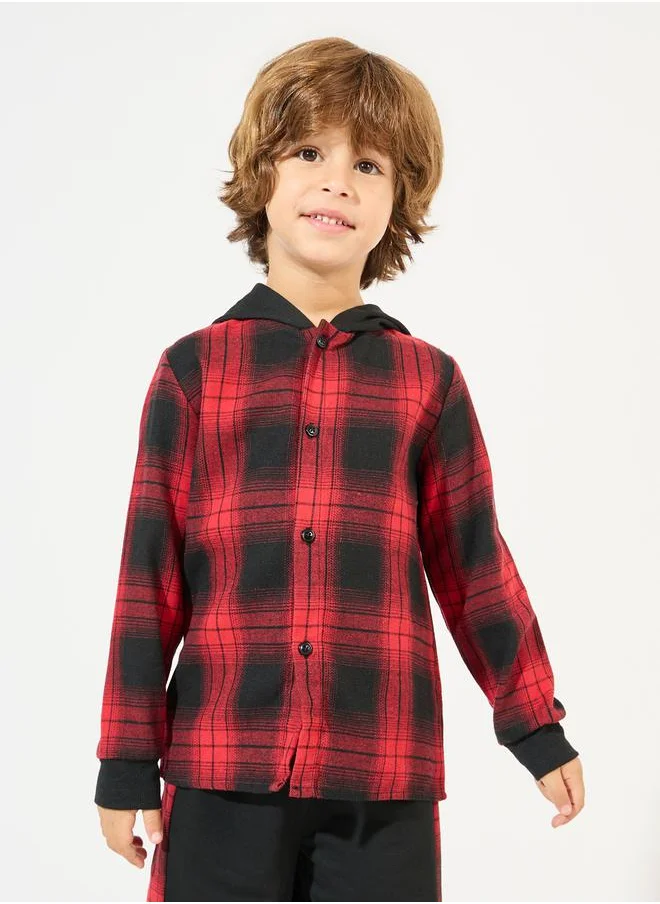 Styli Checked Hooded Shirt & Joggers Set