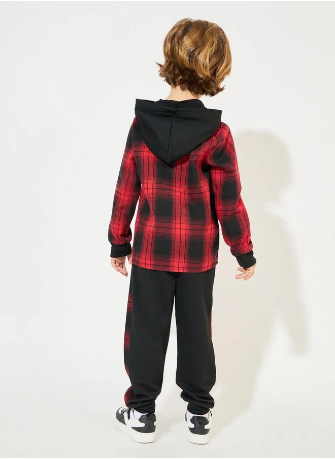 Styli Checked Hooded Shirt & Joggers Set