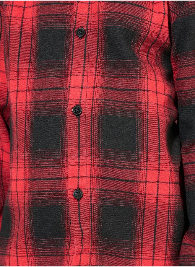 Styli Checked Hooded Shirt & Joggers Set