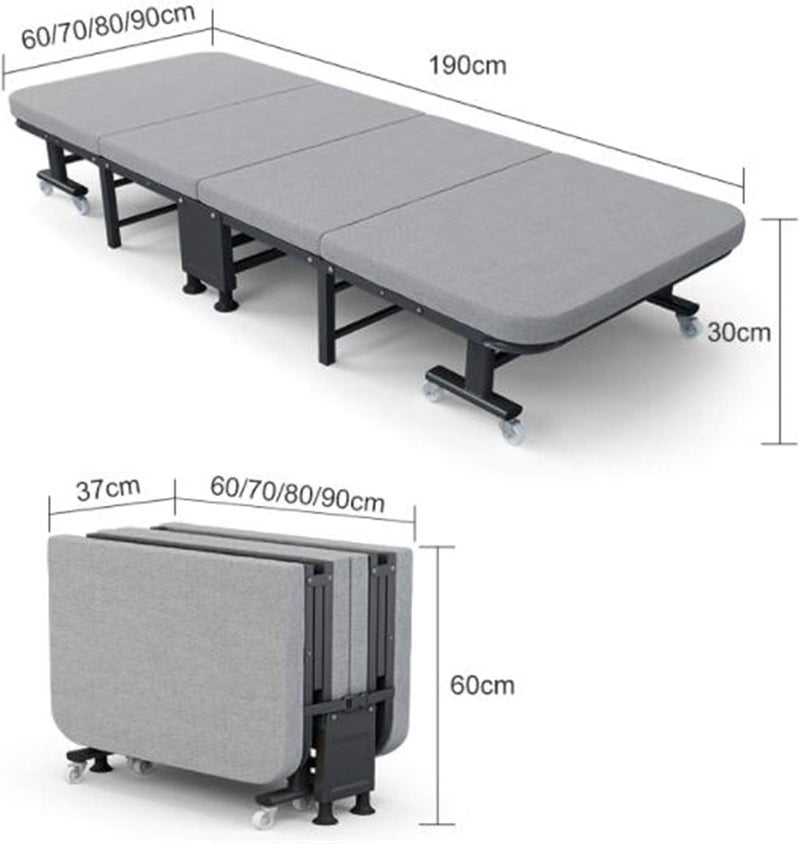 DEEP SLEEP Every Night Deep Sleep Premium Folding Guest Bed - 4-Fold Portable Single Sleeper with Rigid Sponge Design, Universal Wheels, Heavy Duty Metal Frame & Adjustable Headrest Size : 190x80 cm - Image 2