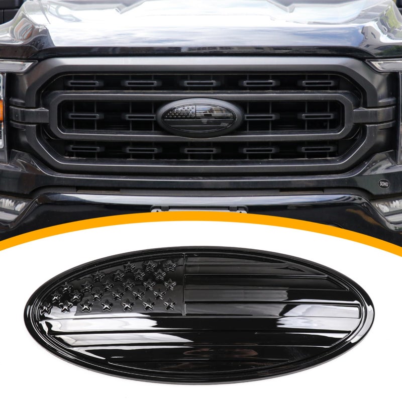 RERPRO 95 Front Grill Rear Tailgate Emblem Cover Trim Compatible with 20152023 Ford F150 Exterior Accessories Decor Overlay American Flag Oval Emblem Protector Decoration Decal 1 Pack