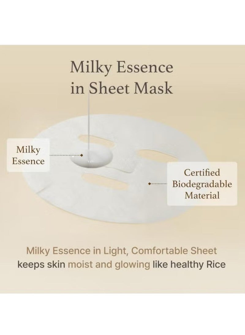 I'M FROM I'M FROM Rice Sheet Mask Pack Of 5 60% Korean Rice Face Mask Creamy Hydration For Dry Combination Skin Moist Milky Essence Biodegradable Vegan Hypoallergenic 20Ml  - Image 4