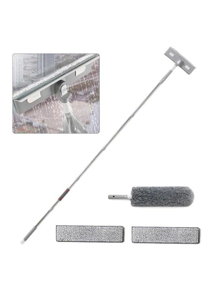 erorex Window Cleaning Equipment，4 in 1 Window Squeegee Cleaner with 81'' Telescopic Window Cleaner Pole，Extendable Window Squeegee Cleaner Glass Cleaning Tools High Window Cleaning Brush - Image 1